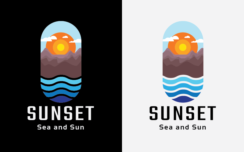 Sunset Sea and Sun Travel Agent Logo Logo Template
