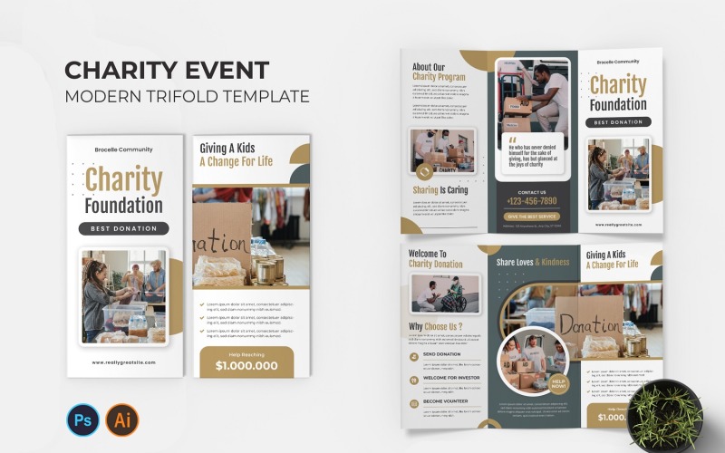 Charity Event Trifold Brochure Corporate Identity