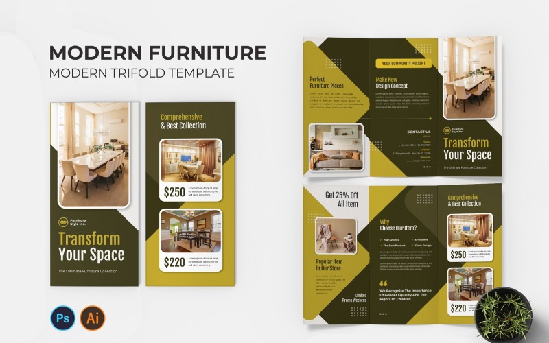Modern Furniture Trifold Brochure Corporate Identity