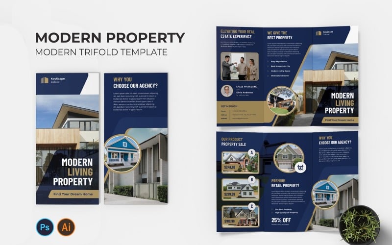 Modern Property Trifold Brochure Template Corporate Identity