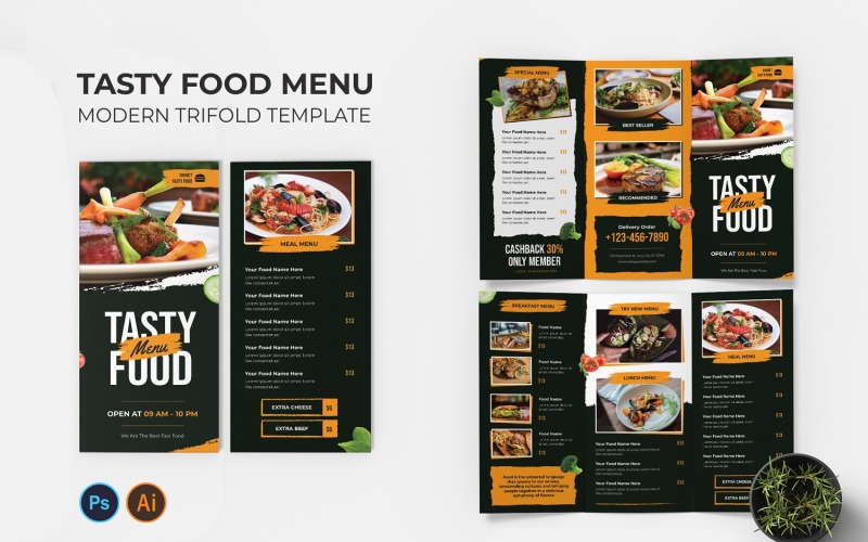 Tasty Food Trifold Brochure Corporate Identity
