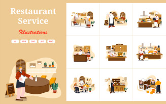 M566_ Restaurant Service Illustration Pack