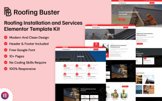 Roofing Buster - Roof Installation and Services Elementor Template Kit