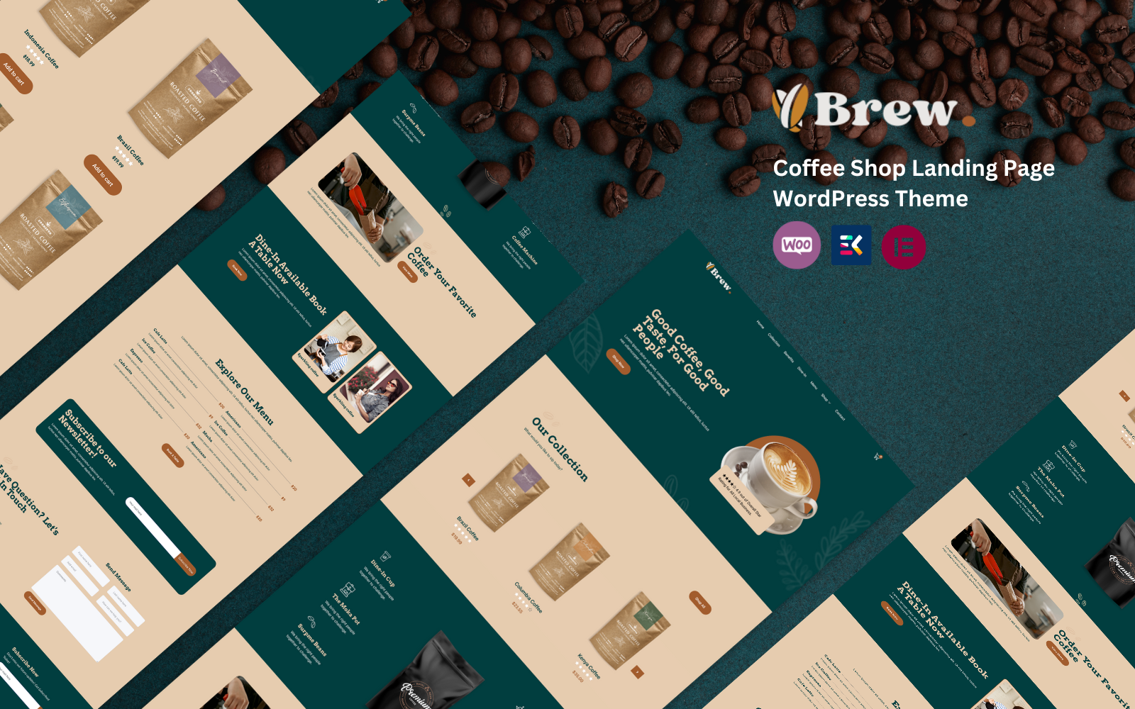 Brew Coffee - Coffee Shop and Coffee Beans WordPress Landing Page