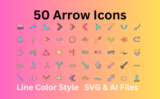 Arrows Icon Set 50 Line Color Icons - SVG And AI Files