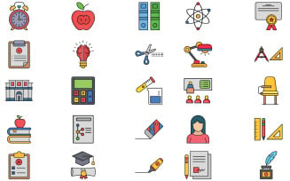 Back To School icons pack set