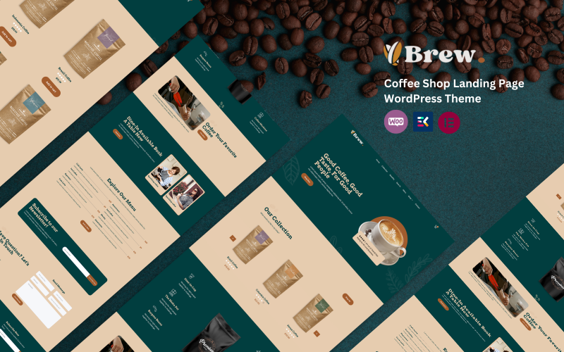 Brew Coffee - Coffee Shop and Coffee Beans WordPress Landing Page WordPress Theme