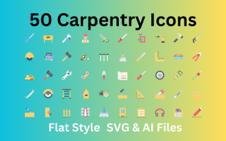 Carpentry Icon Set 50 Flat Icons - SVG And AI File