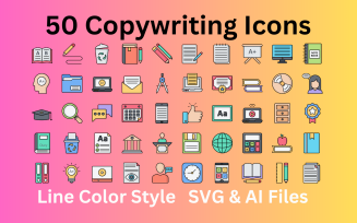 Copywriting Icon Set 50 Line Color Icons - SVG And AI Files