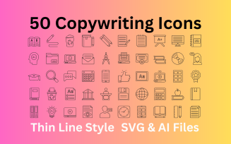 Copywriting Icon Set 50 Outline Icons - SVG And AI Files