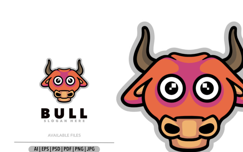 Cute bull mascot cartoon design logo Logo Template