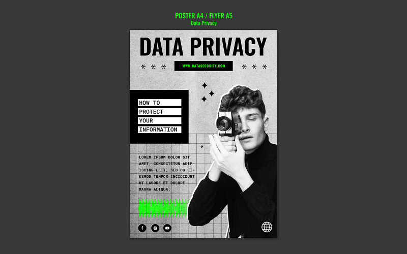 Data Privacy Flat Design Template Social Media