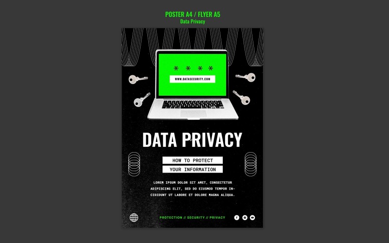 Flat Design Data Privacy Templates Social Media