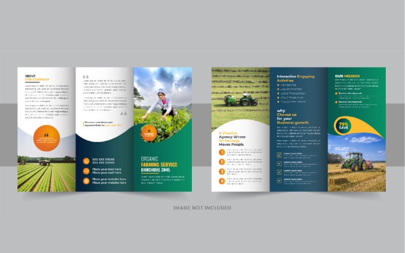 Gardening or Lawn Care TriFold Brochure Template vector Corporate Identity