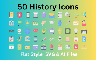 History Icon Set 50 Flat Icons - SVG And AI Files