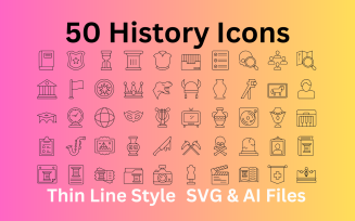 History Icon Set 50 Outline Icons - SVG And AI Files
