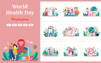 M604_ World Health Day Illustration Pack