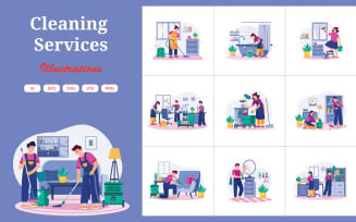 M606_ Cleaning Services Illustration Pack