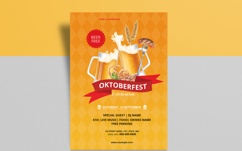 Ptintable Oktoberfest Party Invitation Flyer Template Corporate Identity