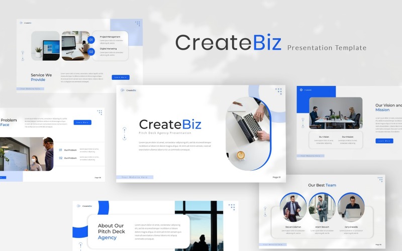 Createbiz — Pitch Deck Agency Powerpoint Template PowerPoint Template