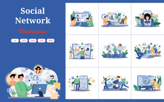 M640_ Social Network Illustration Pack