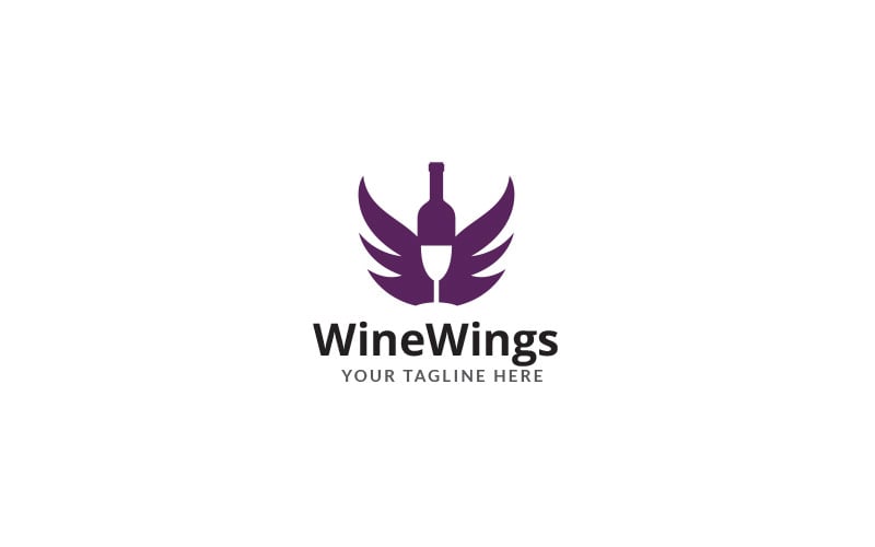 Wine Wings Logo Design Template ver 3 Logo Template