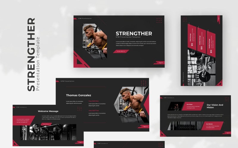 Strengther — Gym Powerpoint Template PowerPoint Template