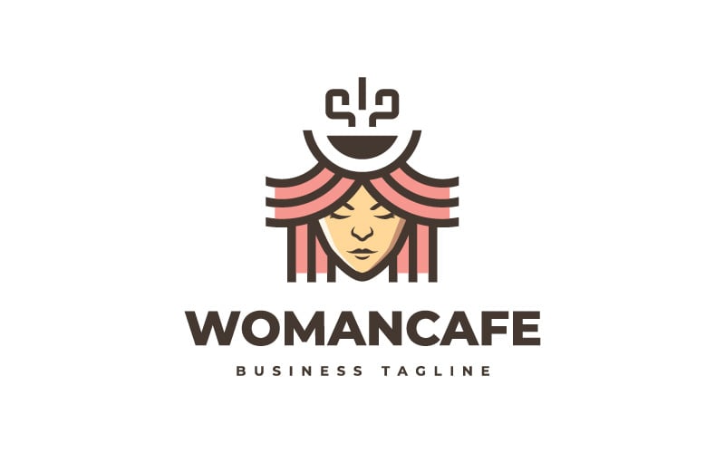 Beauty Woman Cafe Logo Template