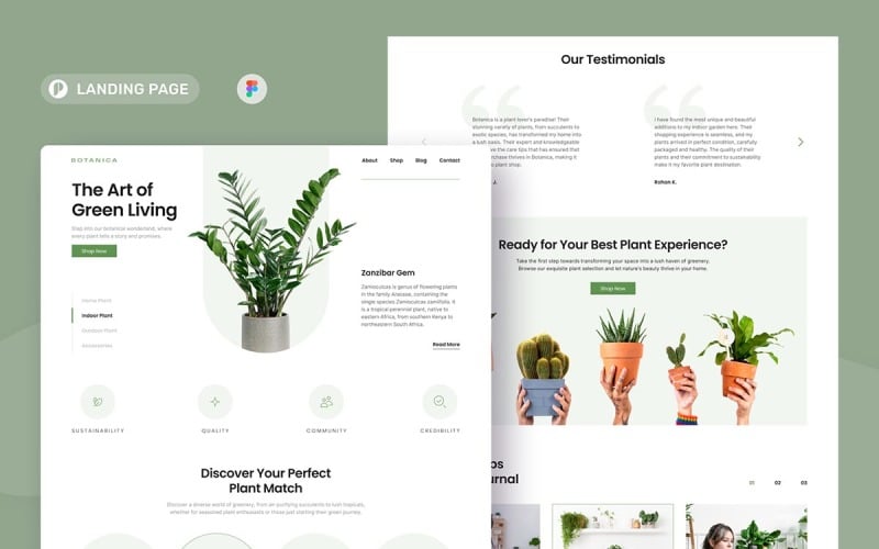 Botanica - Plant Shop Landing Page UI Element