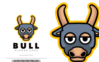 Bull mascot funny logo design