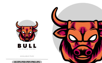 Cute bull head angry mascot logo
