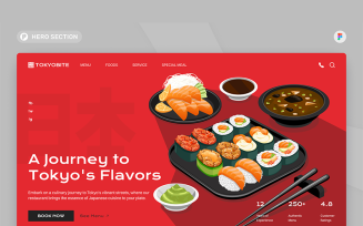 TokyoBite - Japanese Restaurant Hero Section Figma Template