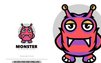 Cute monster cartoon design logo