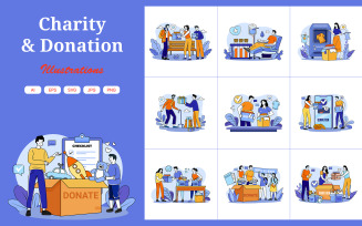 M657_ Charity and Donation Illustration Pack