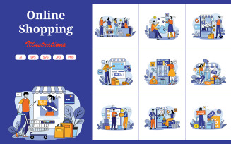 M676_ Online Shopping Illustration Pack 1