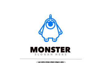 Monster blue line art logo design