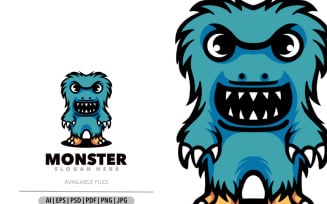 Monster design cartoon logo template