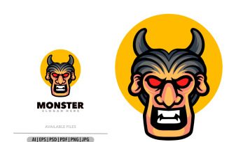 Monster head design template logo