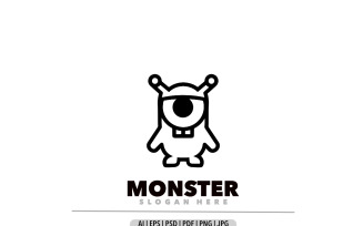 Monster line art design template logo