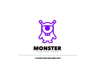 Monster line art purple logo