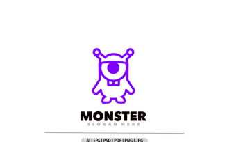 Monster line art purple logo
