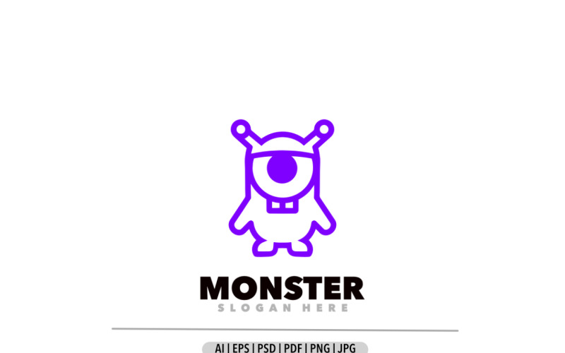 Monster line art purple logo Logo Template