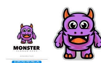 Monster purple design logo template