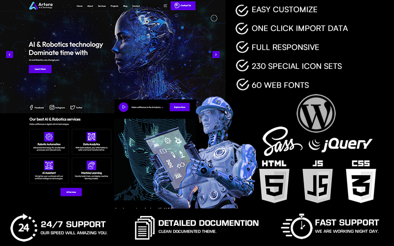 Artora - Artificial Intelligence & Technology Wordpress Theme WordPress Theme
