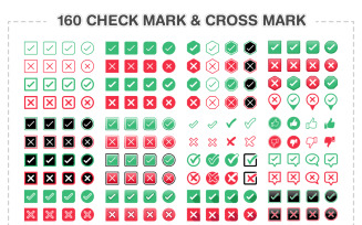160 Check Mark & Cross Mark Symbols