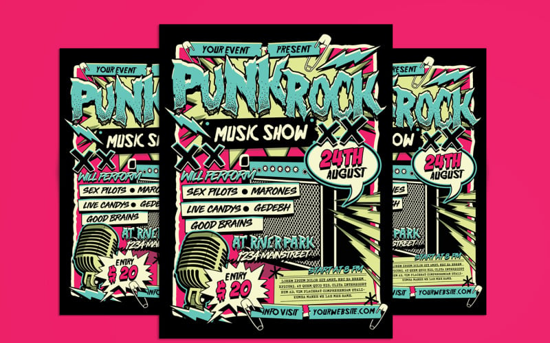 Punk Rock Music Event Flyer Corporate Identity
