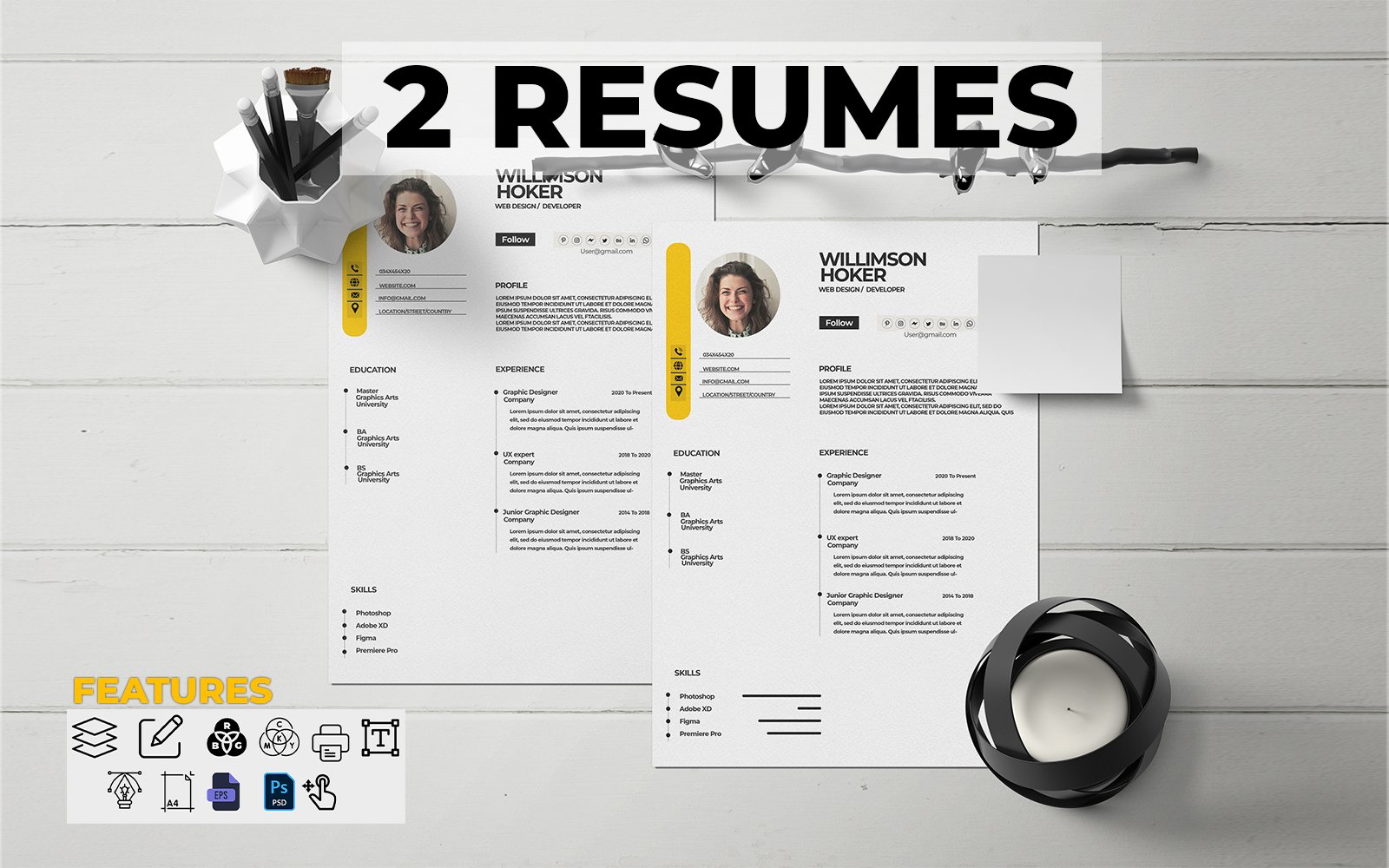 Template #359333 Resume Template Webdesign Template - Logo template Preview
