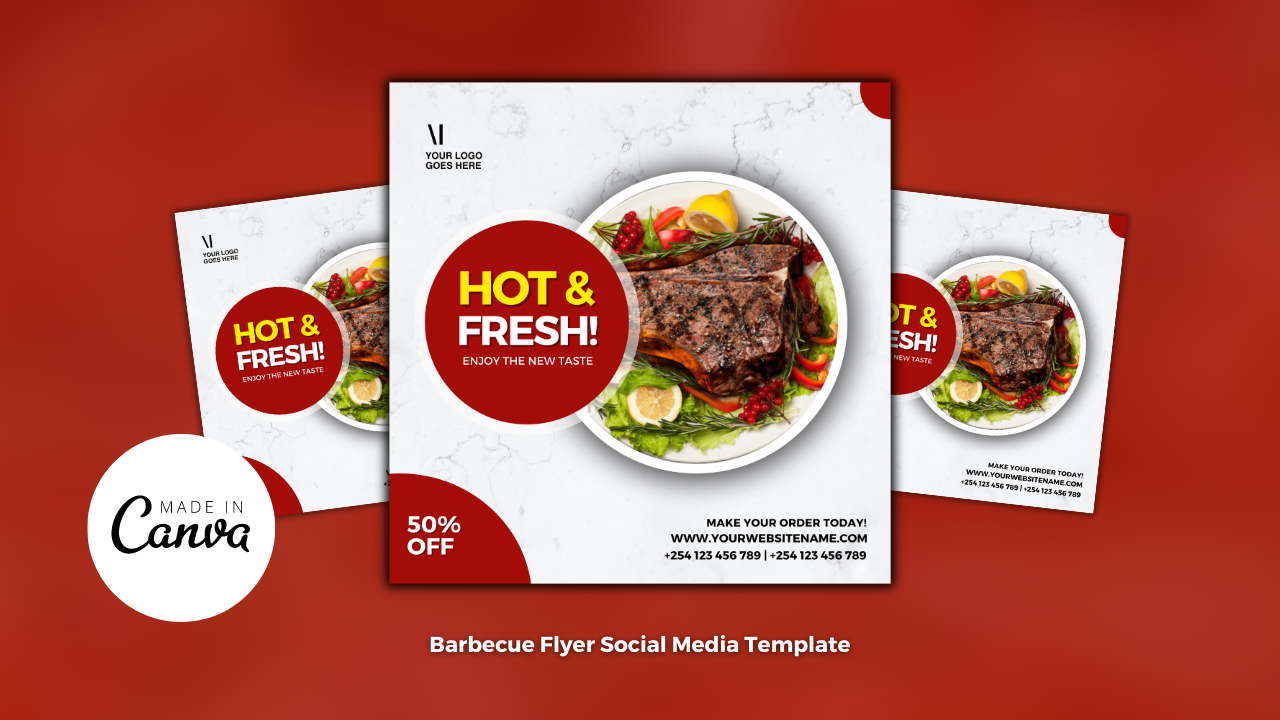 Barbecue Fast Food Social Media Post Template