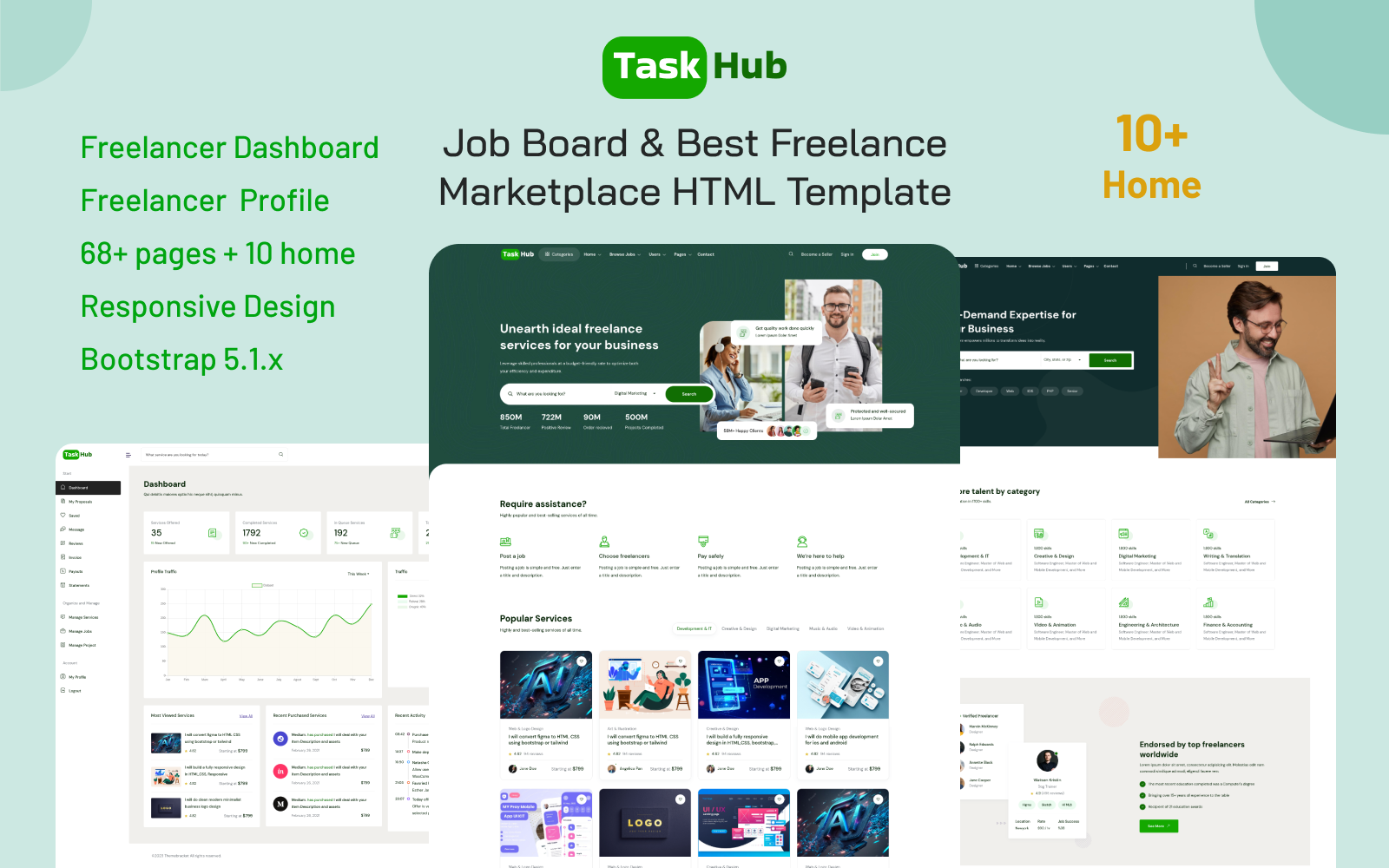 TaskHub - Job Board & Best Freelancing Marketplace  HTML Template