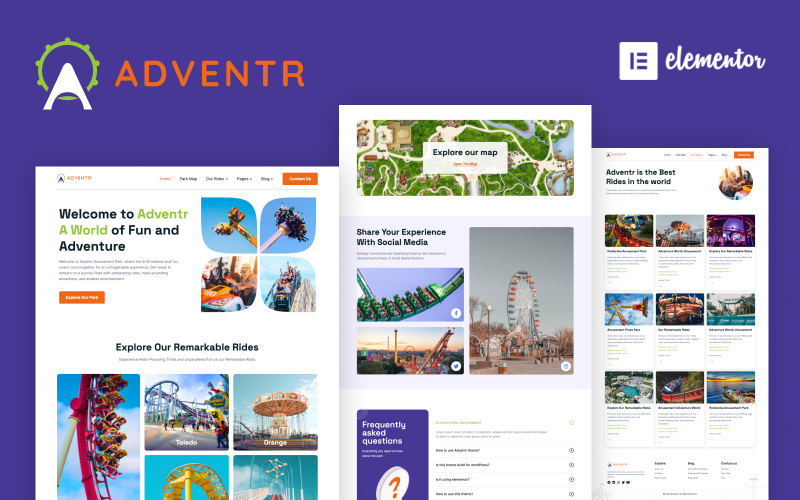 Adventr Free - Water & Amusement Park WordPress Elementor Theme WordPress Theme